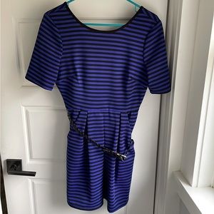 Women’s black and blue striped dress